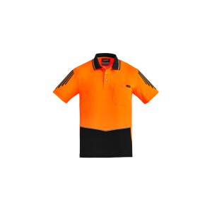 POLO MENS HI-VIS S/S ORA/BLK L ZH315 FLUX