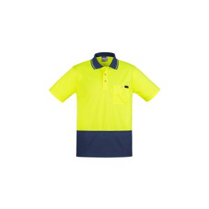 POLO MENS COMFORT BACK S/S YLW/NVY XL ZH415