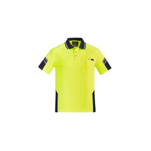 POLO MENS REINFORCED HI-VIS S/S YLW/NVY S ZH465 SQUAD