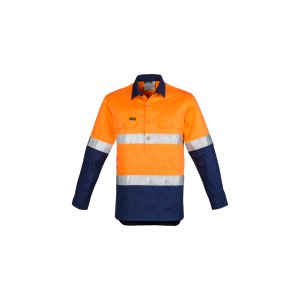 SHIRT MENS HI-VIS CLOSED L/S TAPED ORA/NVY XL ZW550 HOOPED