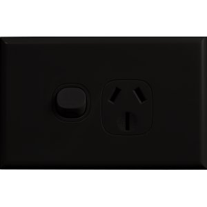 POWERPOINT SINGLE 15A HORZ BLK 2P1H15B HOME