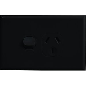 POWERPOINT SINGLE 10A HORZ BLK 2P1HB HOME