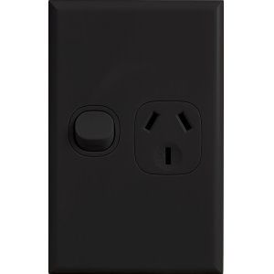 POWERPOINT SINGLE 10A VERT BLK 2P1VB HOME