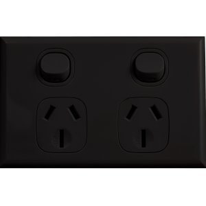 POWERPOINT DOUBLE 10A HORZ BLK 2P2HB HOME