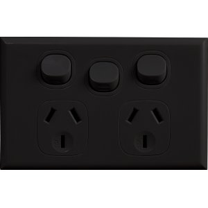 POWERPOINT DOUBLE 10A HORZ & XTRA SW BLK 2P2HXB HOME