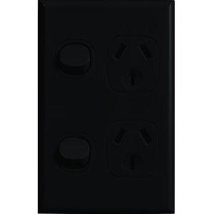 POWERPOINT DOUBLE 10A VERT BLK 2P2VB HOME