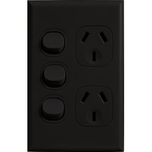 POWERPOINT DOUBLE 10A VERT XTRA SW BLK 2P2VXB HOME