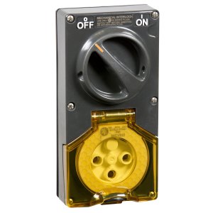 SOCKET SW COMB 2G 32A 3 PIN 250V 2P IP66 RES GRY 56CV332LE