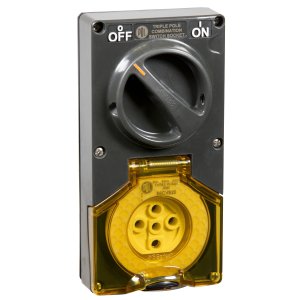 SOCKET SW COMB 2G 20A 5 PIN 500V 3P IP66 RES GRY 56CV520LE