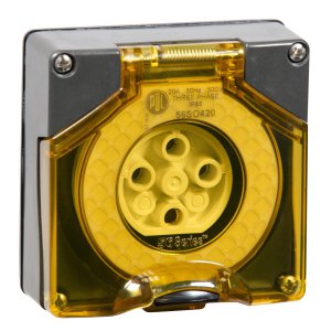 SOCKET 20A 4 PIN 500V 3PH IP66 RES GRY 56SO420LE
