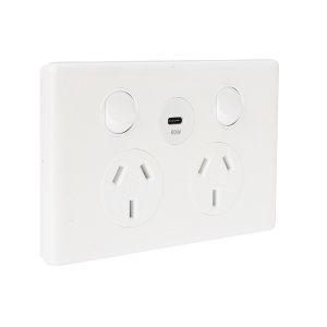 (I) POWERPOINT DBL 10A & TYPE C USB CHARGER WHT ED777USB1CWE