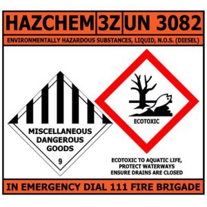 HAZCHEM INFO ADHESIVE 420X300