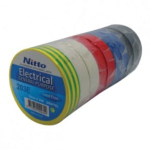 TAPE ELECTRICAL PVC 203E RAINBOW 18MM X 20M 10PK NITTO