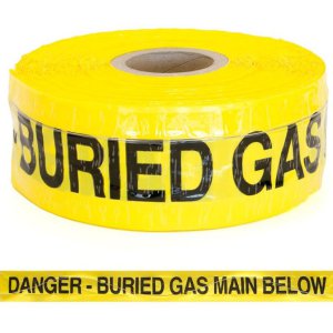 TAPE WARNING PVC GAS MAIN BW-G BLK ON YLW 75MMX250M
