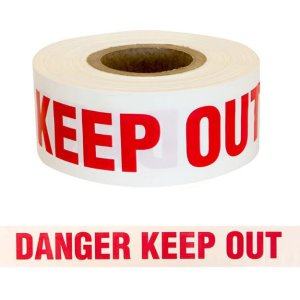 TAPE MARKER DANGER KEEP OUT BW-DKO-RW RD ON WHT 75MMX250M