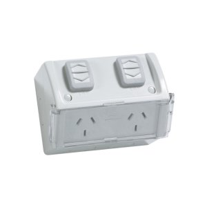 (I) SOCKET SW W/PROOF SURFACE DBL 10A 250V WSC227F2 GREY
