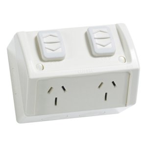 SOCKET SW W/PROOF SURFACE DBL 15A 250V WSC227/2/15 GREY