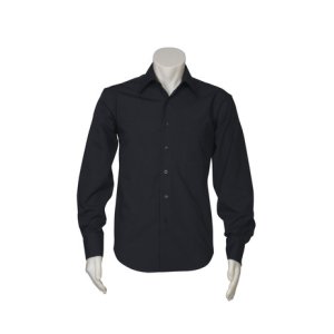 SHIRT MENS L/S BLK S SH714 METRO