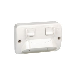 SOCKET SW 10A 2G IP53 WSO3102LEGY L/GY