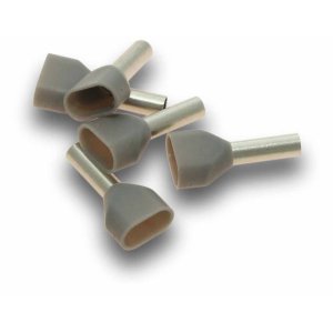 TWIN BOOTLACE END TERMINAL 2.5MM CABLE GRY 26PK BL25DS
