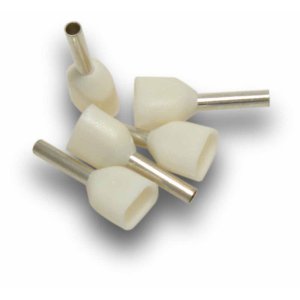 TWIN BOOTLACE END TERMINAL 0.5MM CABLE WHT 100PK BL05DL