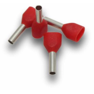 TWIN BOOTLACE END TERMINAL 1MM CABLE RED 100PK BL10DL