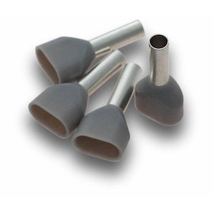 TWIN BOOTLACE END TERMINAL 2.5MM CABLE GRY 100PK BL25DL