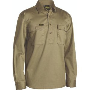 SHIRT MENS L/S CLOSED FRONT KHAKI 2XL BSC6433 CARGO