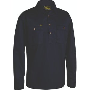 SHIRT MENS L/S CLOSED FRONT NVY 5XL BSC6433 CARGO