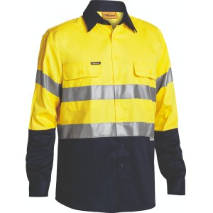 SHIRT MENS L/S TAPED YLW/NVY 4XL BT6456