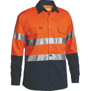 SHIRT MENS L/S TAPED ORA/NVY 6XL BT6456