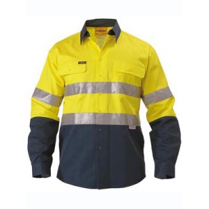 SHIRT MENS L/S TAPED ORA/NVY M BT6456