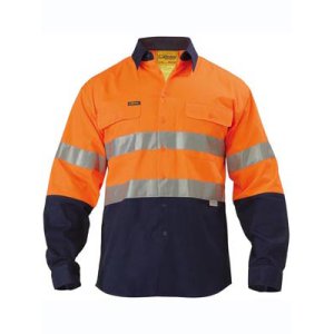 SHIRT MENS L/S TAPED ORA/NVY 2XL BT6456