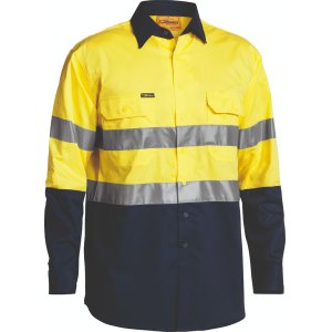 SHIRT MENS L/S TAPED LW YLW/NVY 6XL BS6896 COOL