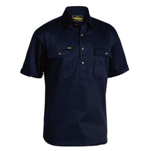SHIRT MENS S/S CLOSED FRONT NVY XL BSC1433 CARGO
