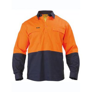 SHIRT MENS L/S HI VIS ORA/NVY S BSC6267