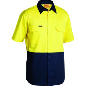 SHIRT MENS S/S LW YLW/NVY 4XL BS1895 COOL