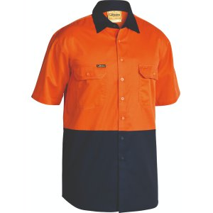 SHIRT MENS S/S LW ORA/NVY 6XL BS1895 COOL