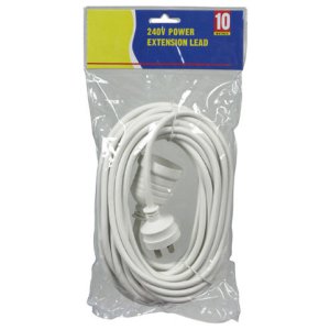 EXTENSION LEAD 10A 240V WHT 10M DYNAMIX