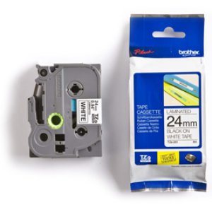 TAPE LAMINATED BLACK ON WHITE 24MMX8M TZE251