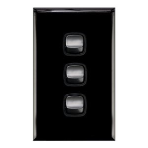 (I) XLP770/3 BLBL STD SWITCH 10A 3G BLK GLOSS