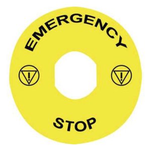LEGEND PLATE YLW EMERGENCY STOP 60MM ZBY9330T TELE