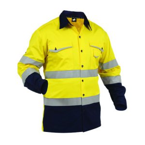 SHIRT D/N YLW/NVY XL 212021 COTTON