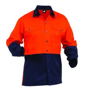 SHIRT DAY ONLY ORA/NVY L 21102 COTTON