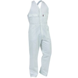 EAZPC WHT 10 OVERALL TURU ZIP ELASTIC SHOULDER POLYCOTTON