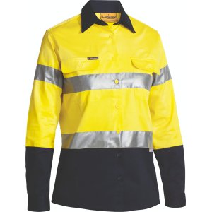 SHIRT LADIES L/S TAPED YLW/NVY 22 BLT6456