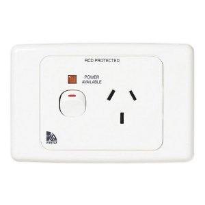 SOCKET SW 1G NEON RCD LBL 10A WHT ML2015-WE