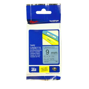 TAPE LAMINATED BLACK ON BLUE 9MMX8M TZE521