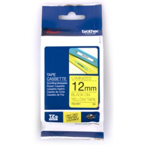 TAPE LAMINATED BLACK ON YELLOW 12MMX8M TZE631