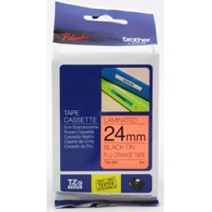 TAPE LAMINATED BLACK ON FLURO ORANGE 24MMX5M TZEB51